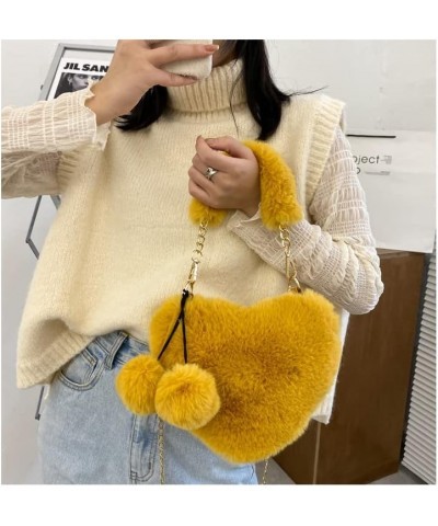 Plush bag personality love shoulder handbag cute large-capacity crossbody bag (Yellow) Yellow $11.06 Shoulder Bags