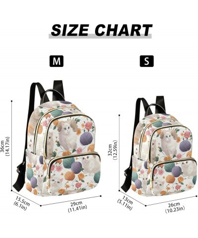 Cute Cat Yarn Flower Backpack Purse for Women Small Travel Bag Fashion Daypack M 202a2813 M(11.4"x6.1"x14.17") 202a2813 $24.5...