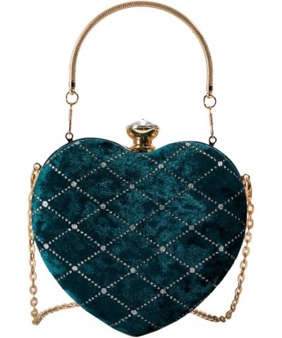 Small Fragrant Style Rhombus Shoulder Bag Women's Suede Retro Hand-Held Crossbody Chain Evening Bag Green $12.60 Evening Bags