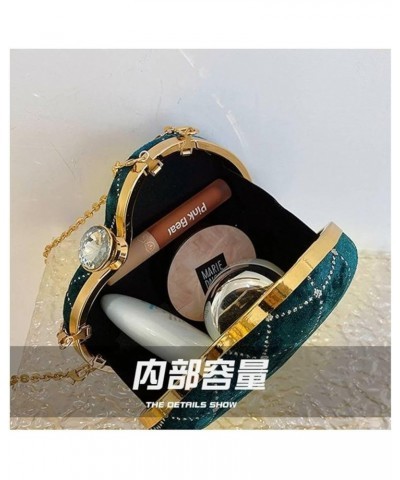 Small Fragrant Style Rhombus Shoulder Bag Women's Suede Retro Hand-Held Crossbody Chain Evening Bag Green $12.60 Evening Bags