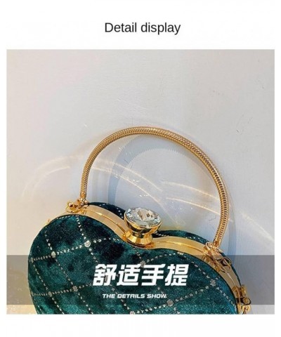 Small Fragrant Style Rhombus Shoulder Bag Women's Suede Retro Hand-Held Crossbody Chain Evening Bag Green $12.60 Evening Bags