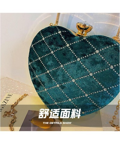 Small Fragrant Style Rhombus Shoulder Bag Women's Suede Retro Hand-Held Crossbody Chain Evening Bag Green $12.60 Evening Bags