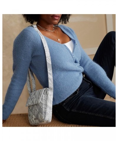 Women's Performance Twill Small Crossbody Purse Cloud Gray Paisley $20.20 Crossbody Bags