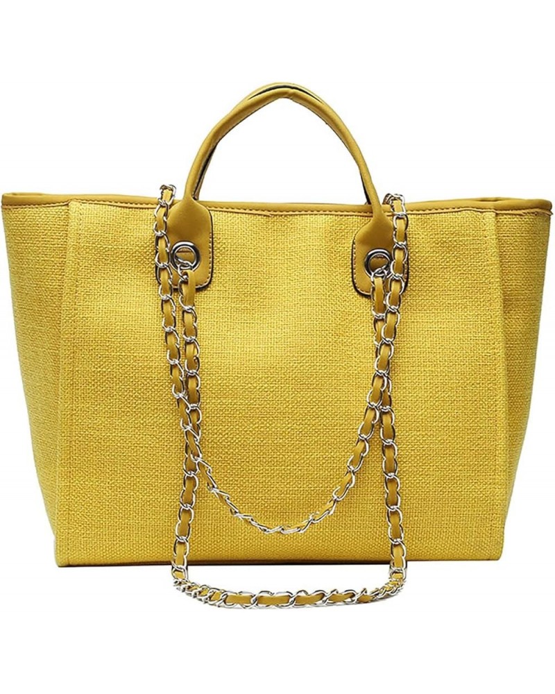 Women's canvas shoulder bag, large capacity handbag, single shoulder bag, handbag with chain (Red) Yellow $12.04 Totes