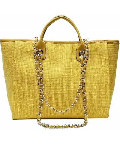 Women's canvas shoulder bag, large capacity handbag, single shoulder bag, handbag with chain (Red) Yellow $12.04 Totes