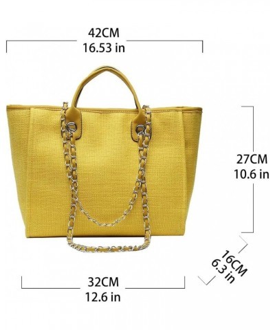 Women's canvas shoulder bag, large capacity handbag, single shoulder bag, handbag with chain (Red) Yellow $12.04 Totes