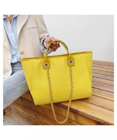 Women's canvas shoulder bag, large capacity handbag, single shoulder bag, handbag with chain (Red) Yellow $12.04 Totes