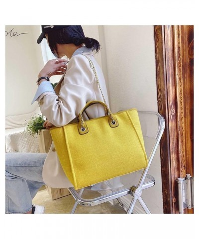 Women's canvas shoulder bag, large capacity handbag, single shoulder bag, handbag with chain (Red) Yellow $12.04 Totes