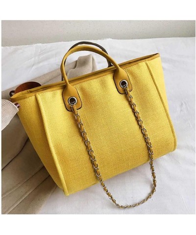 Women's canvas shoulder bag, large capacity handbag, single shoulder bag, handbag with chain (Red) Yellow $12.04 Totes