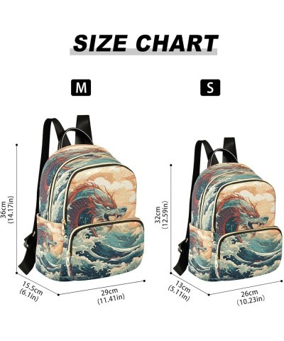 Ocean Wave Dragon Women Backpack Purse Ladies Fashion Shoulder Bag Daypack Travel Bag 10L Small $16.80 Backpacks