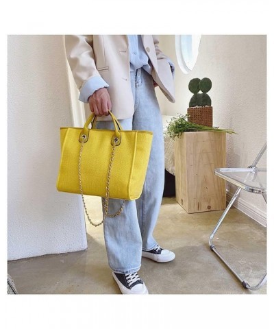 Women's canvas shoulder bag, large capacity handbag, single shoulder bag, handbag with chain (Red) Yellow $12.04 Totes