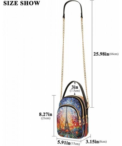 Abstract Paris Eiffel Tower France Art Small Chain Crossbody Travel Bag Handbag Cell Phone Purse for Women $9.24 Crossbody Bags