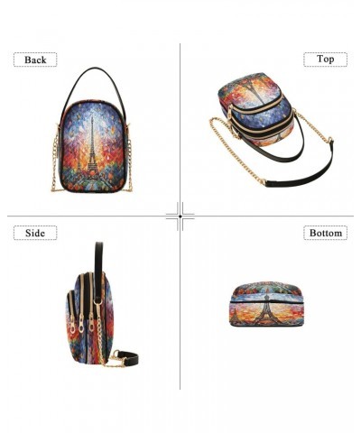 Abstract Paris Eiffel Tower France Art Small Chain Crossbody Travel Bag Handbag Cell Phone Purse for Women $9.24 Crossbody Bags