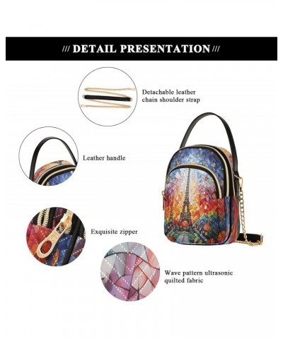 Abstract Paris Eiffel Tower France Art Small Chain Crossbody Travel Bag Handbag Cell Phone Purse for Women $9.24 Crossbody Bags