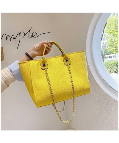 Women's canvas shoulder bag, large capacity handbag, single shoulder bag, handbag with chain (Red) Yellow $12.04 Totes