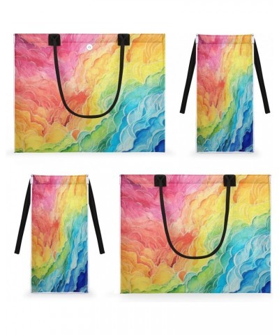 Rainbow Color Clouds Cute Tote Bag with Digital Printing | Multi-Surface Design | Interior Pockets & Exterior Buttons | Ideal...