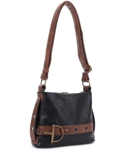 Anna Womens Crossbody Purse - Vegan Leather Over the Shoulder Bags for Women with Horsebit Brass Details Black $33.88 Crossbo...