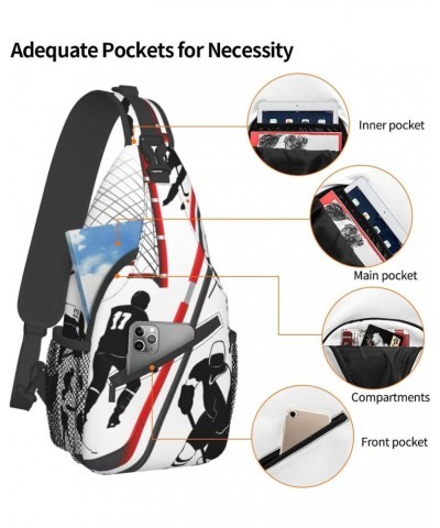 Sling Backpack Hockey Player Pattern Travel Hiking Daypack Crossbody Shoulder Bag $16.23 Backpacks