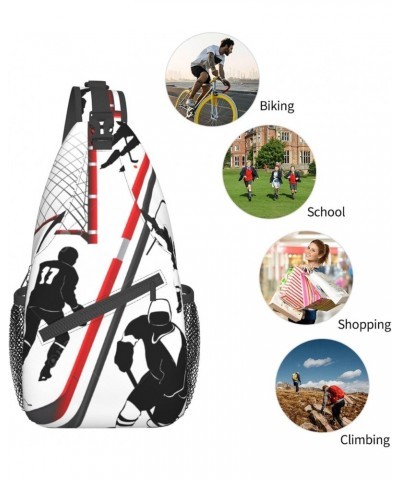 Sling Backpack Hockey Player Pattern Travel Hiking Daypack Crossbody Shoulder Bag $16.23 Backpacks