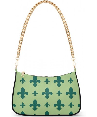 Valentines Day Pattern Ladies Shoulder Bag Small Shoulder Purses for Women Women's Clutch Handbags Mardi Gras Green Fleur De ...