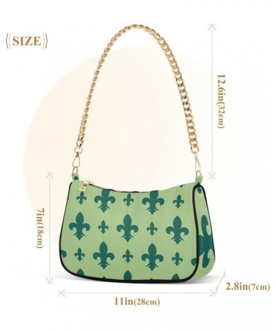 Valentines Day Pattern Ladies Shoulder Bag Small Shoulder Purses for Women Women's Clutch Handbags Mardi Gras Green Fleur De ...