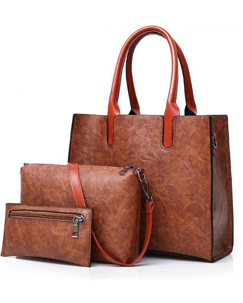 Women Soft Synthetic PU Leather Ladies Satchel Crossbody Handbags 3pcs Simplicity Clutches Purse Large Capacity Brown $29.69 ...