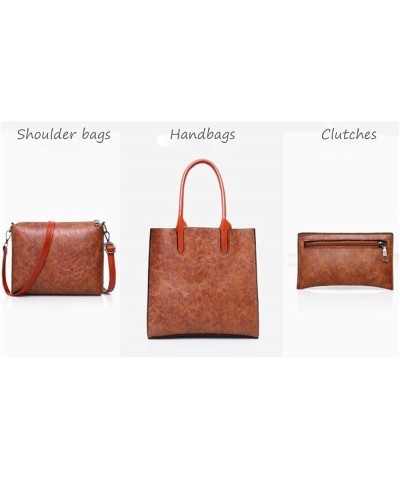 Women Soft Synthetic PU Leather Ladies Satchel Crossbody Handbags 3pcs Simplicity Clutches Purse Large Capacity Brown $29.69 ...