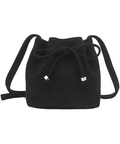 Small Drawstring Bucket Bag for Women Leather Hobo Crossbody Bucket Purses Casual Lightweight Bucket Bags and Purses Black $1...