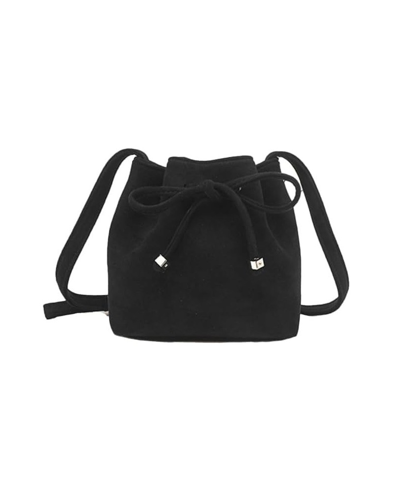 Small Drawstring Bucket Bag for Women Leather Hobo Crossbody Bucket Purses Casual Lightweight Bucket Bags and Purses Black $1...