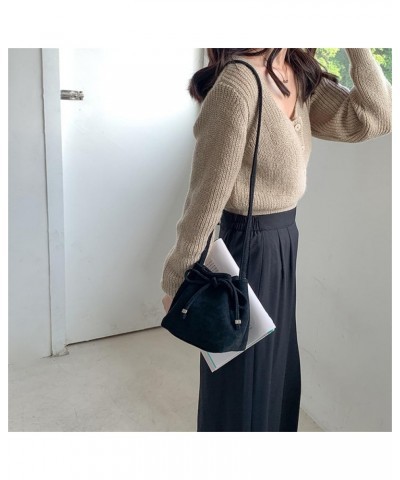 Small Drawstring Bucket Bag for Women Leather Hobo Crossbody Bucket Purses Casual Lightweight Bucket Bags and Purses Black $1...