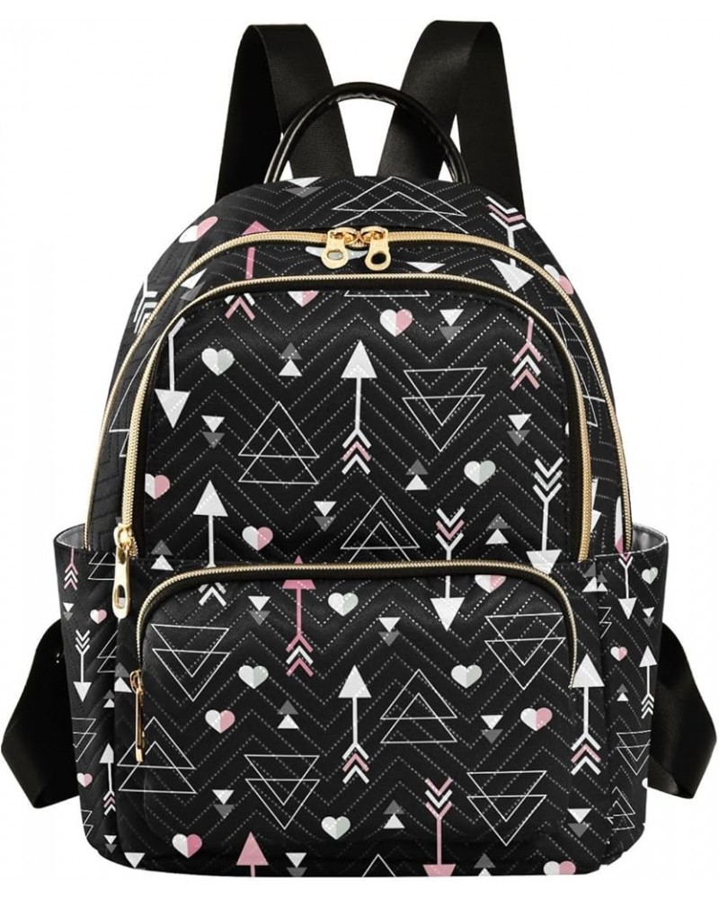 Women Backpack Geometric Heart Arrow Anti-Theft Travel Backpack with Luggage Belt Lightweight Handbag Roomy Double Zipper Wee...