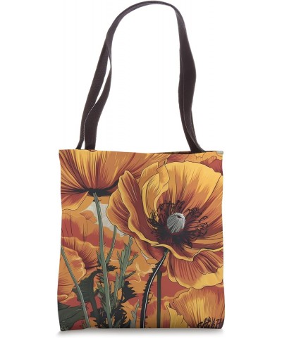 Nature California Poppy Flower Botanical Floral Poppies Love Tote Bag $9.02 Totes