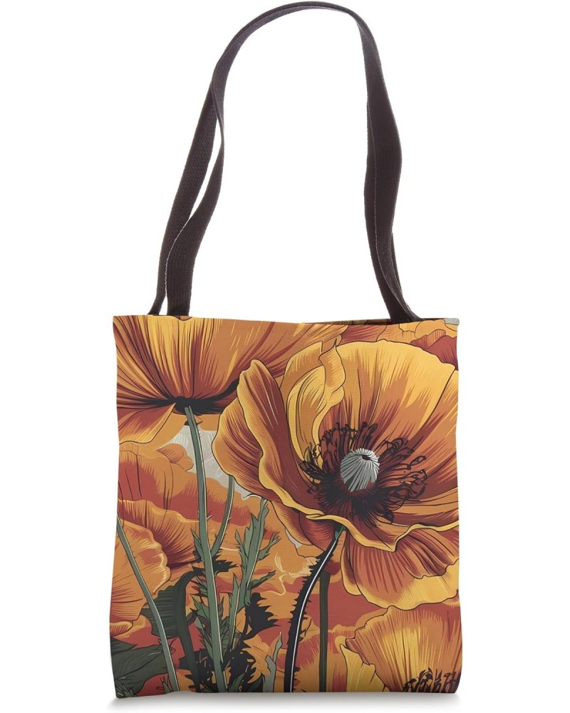 Nature California Poppy Flower Botanical Floral Poppies Love Tote Bag $9.02 Totes