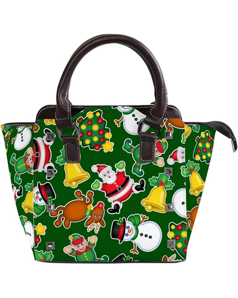 Women Handbags PU Leather Women Shoulder Bags Seamless Cartoon Xmas Element Ladies Crossbody Bags Purse for Women Happy Xmas ...