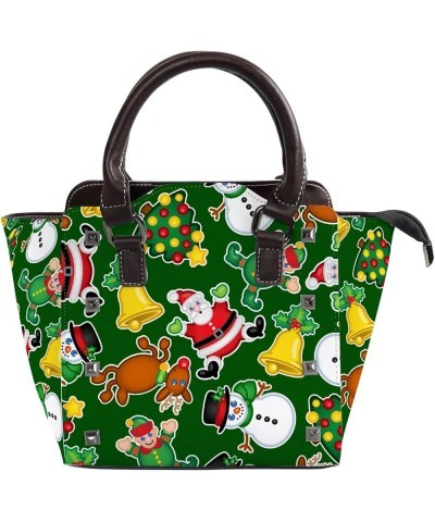 Women Handbags PU Leather Women Shoulder Bags Seamless Cartoon Xmas Element Ladies Crossbody Bags Purse for Women Happy Xmas ...