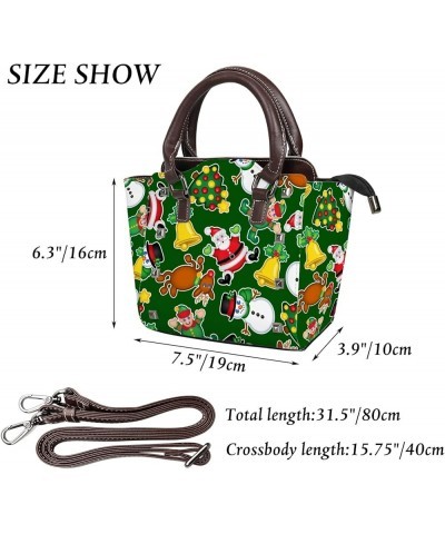 Women Handbags PU Leather Women Shoulder Bags Seamless Cartoon Xmas Element Ladies Crossbody Bags Purse for Women Happy Xmas ...