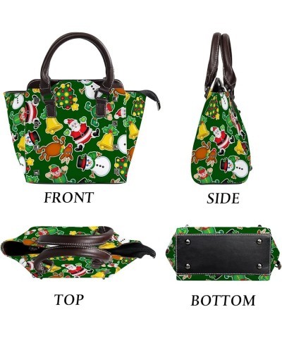 Women Handbags PU Leather Women Shoulder Bags Seamless Cartoon Xmas Element Ladies Crossbody Bags Purse for Women Happy Xmas ...