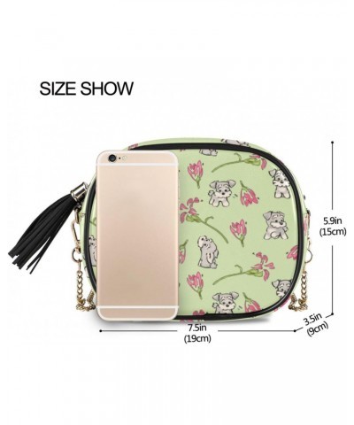 Small Crossbody Bag Cute Puppies Dog Womens Shoulder Chain Bag PU Leather Small Purse With Tassel $14.15 Shoulder Bags