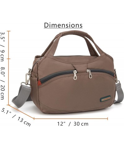 Waterproof Nylon Crossbody Bags for Women Multi-Pocket Shoulder Bag Travel Purse and Handbag Chocolate $15.19 Shoulder Bags