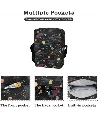 Unisex Crossbody Bag, Dinosaur Black Durable Sling Side Shoulder bags for men women, One Size Cartoon Galaxy Planets Space $1...