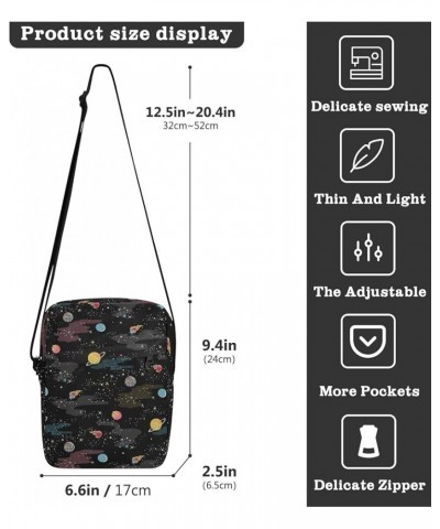 Unisex Crossbody Bag, Dinosaur Black Durable Sling Side Shoulder bags for men women, One Size Cartoon Galaxy Planets Space $1...