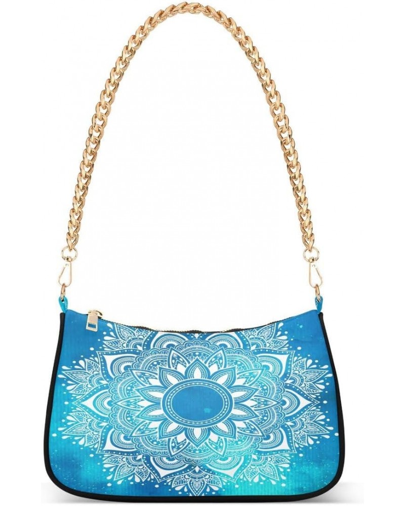 Ethnic Mandala Blue Women's Handbags Tote Crossbody Bag Purse Ladies Shoulder Bag Hobo Handbag $15.29 Totes