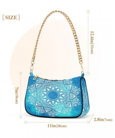 Ethnic Mandala Blue Women's Handbags Tote Crossbody Bag Purse Ladies Shoulder Bag Hobo Handbag $15.29 Totes