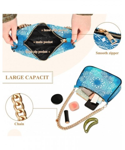 Ethnic Mandala Blue Women's Handbags Tote Crossbody Bag Purse Ladies Shoulder Bag Hobo Handbag $15.29 Totes