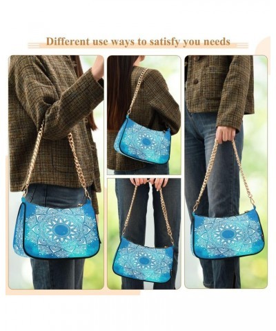 Ethnic Mandala Blue Women's Handbags Tote Crossbody Bag Purse Ladies Shoulder Bag Hobo Handbag $15.29 Totes