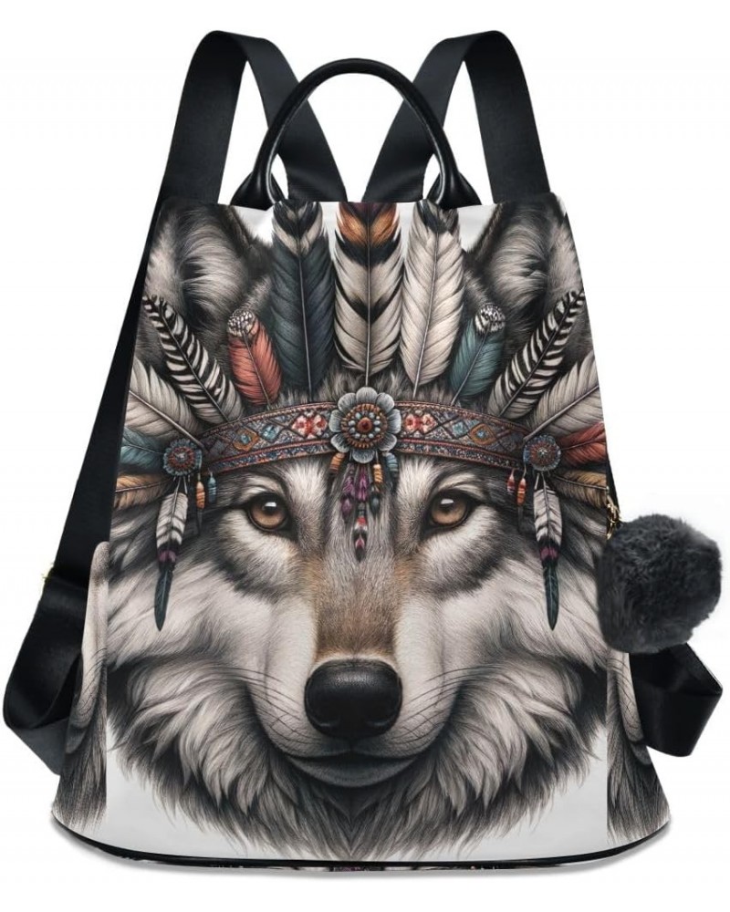 Night House 2024 Women Backpack Purse Anti Theft Back Zipper Design Travel Bag Wolf Face Boho $19.79 Backpacks