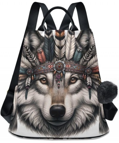 Night House 2024 Women Backpack Purse Anti Theft Back Zipper Design Travel Bag Wolf Face Boho $19.79 Backpacks