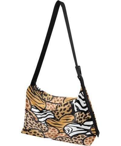 Animal Print Hearts Hobo Crossbody Bags for Women Leather Large Shoulder Bag Cross Body Leopard Trendy Womens Tote Bags Handb...