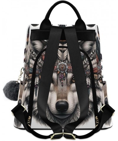 Night House 2024 Women Backpack Purse Anti Theft Back Zipper Design Travel Bag Wolf Face Boho $19.79 Backpacks