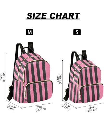 Pink Black Stripes Backpack Purse for Women Fashion Small Mini Backpack Daypacks Purse Back Pack Weekend Bag,M Small $20.29 B...